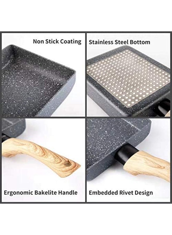 Japanese Omelette Pan,5"×7" Nonstick Tamagoyaki Egg Pan,Rectangle Small Frying Pan with Silicone Spatula & Brush,Black - Image 5